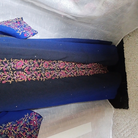 Unbranded womens kurta top Embroidery Sequins, blue to black gradient,  sz S - Picture 2 of 7